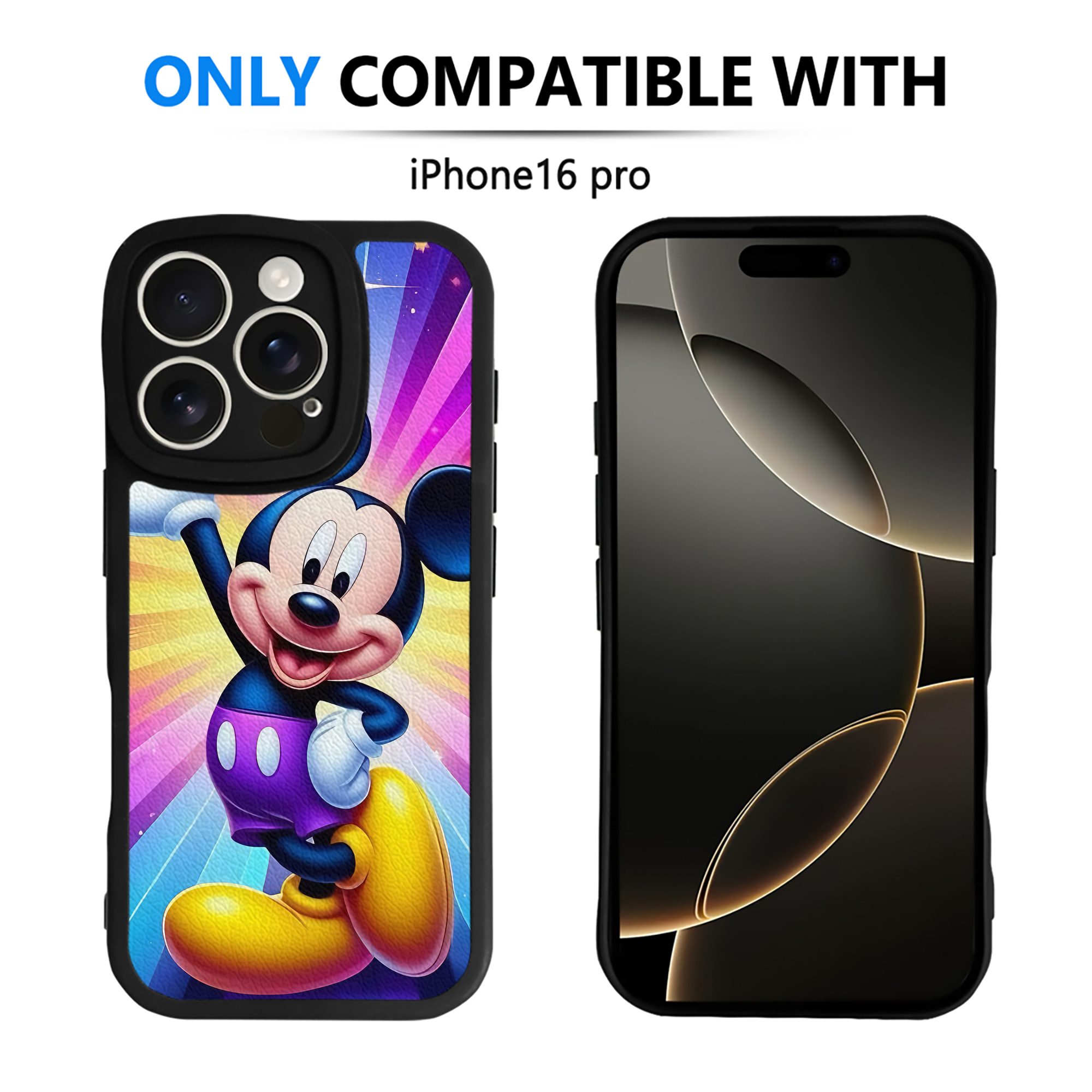 （画像用） ミッキーマウス Mickey Mouse 【iPhone 16シリーズ対応】シリコンスマホケース（レザー調） 材質：シリコン